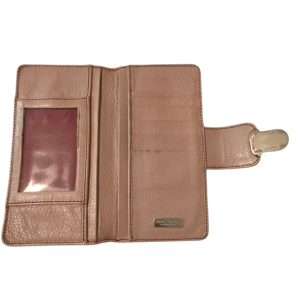 Marc Jacobs Blush Burgundy lining Leather Bifold Wallet Push Lock Made in Italy